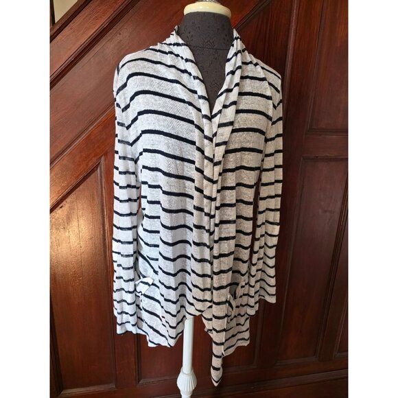 Banana Republic Womens Striped Linen Cardigan Sweater Size L - Picture 1 of 9
